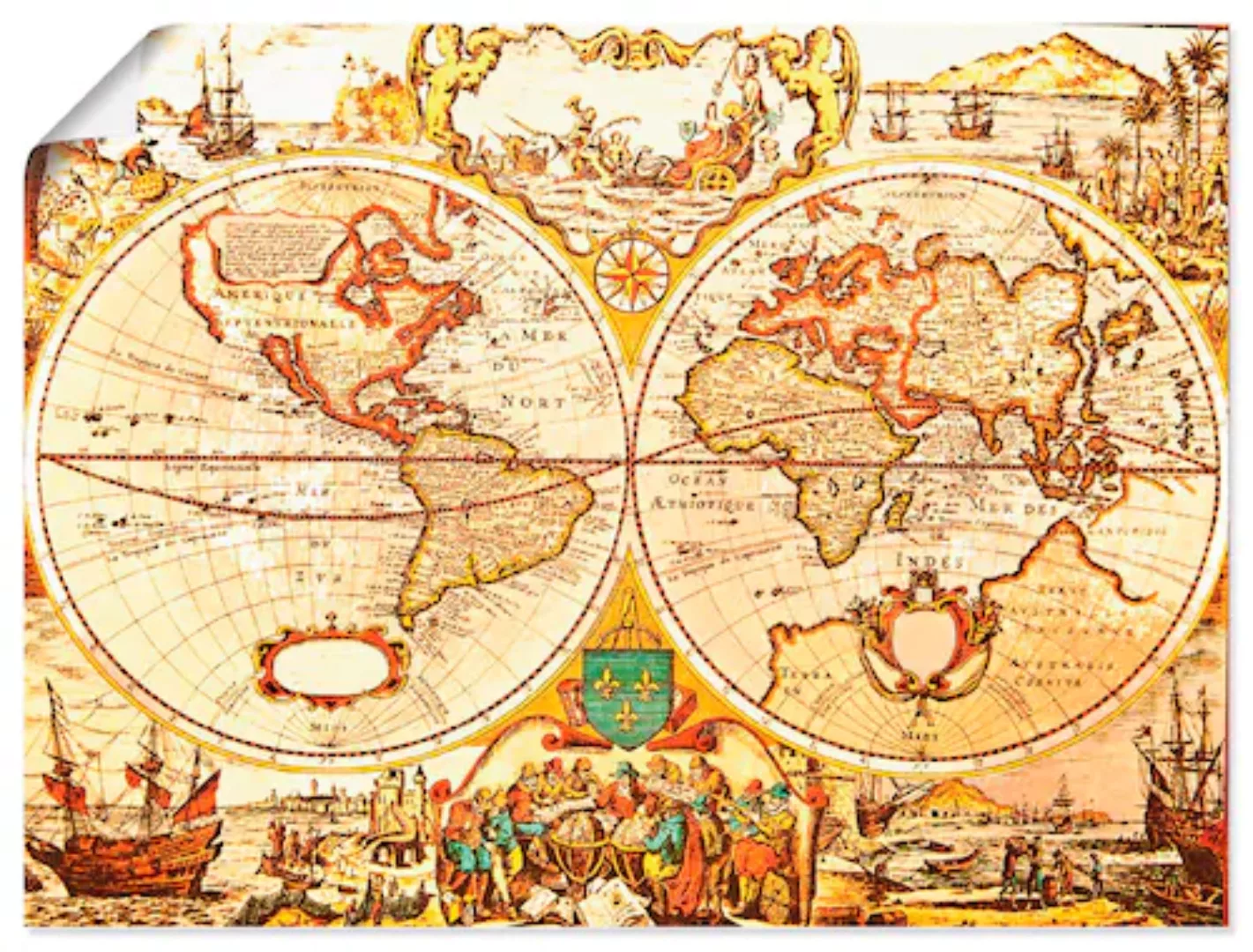 Artland Wandbild »Antike Weltkarte«, Landkarten, (1 St.) günstig online kaufen