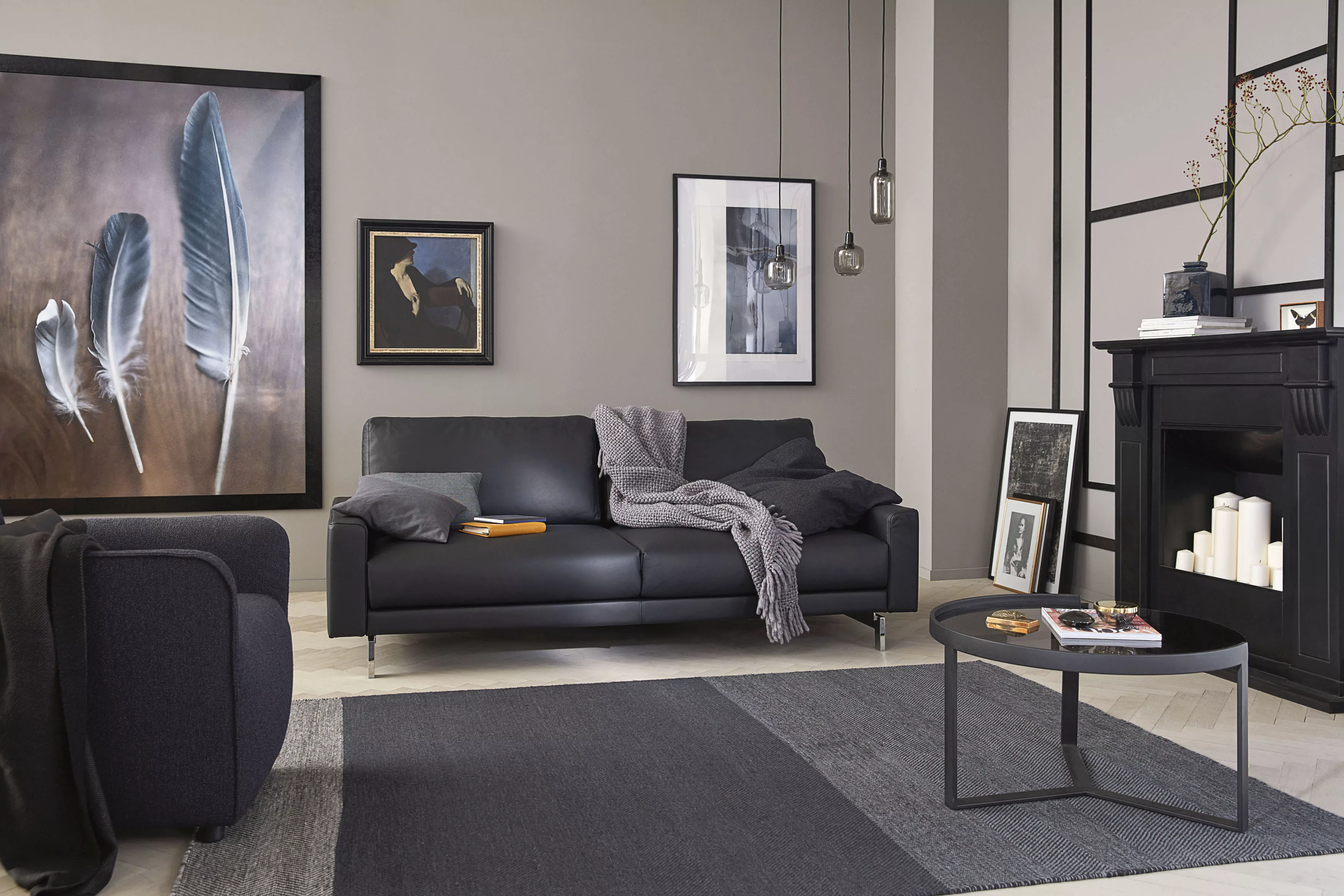 hülsta sofa 2,5-Sitzer "hs.450", Armlehne niedrig, Fuß chromfarben glänzend günstig online kaufen