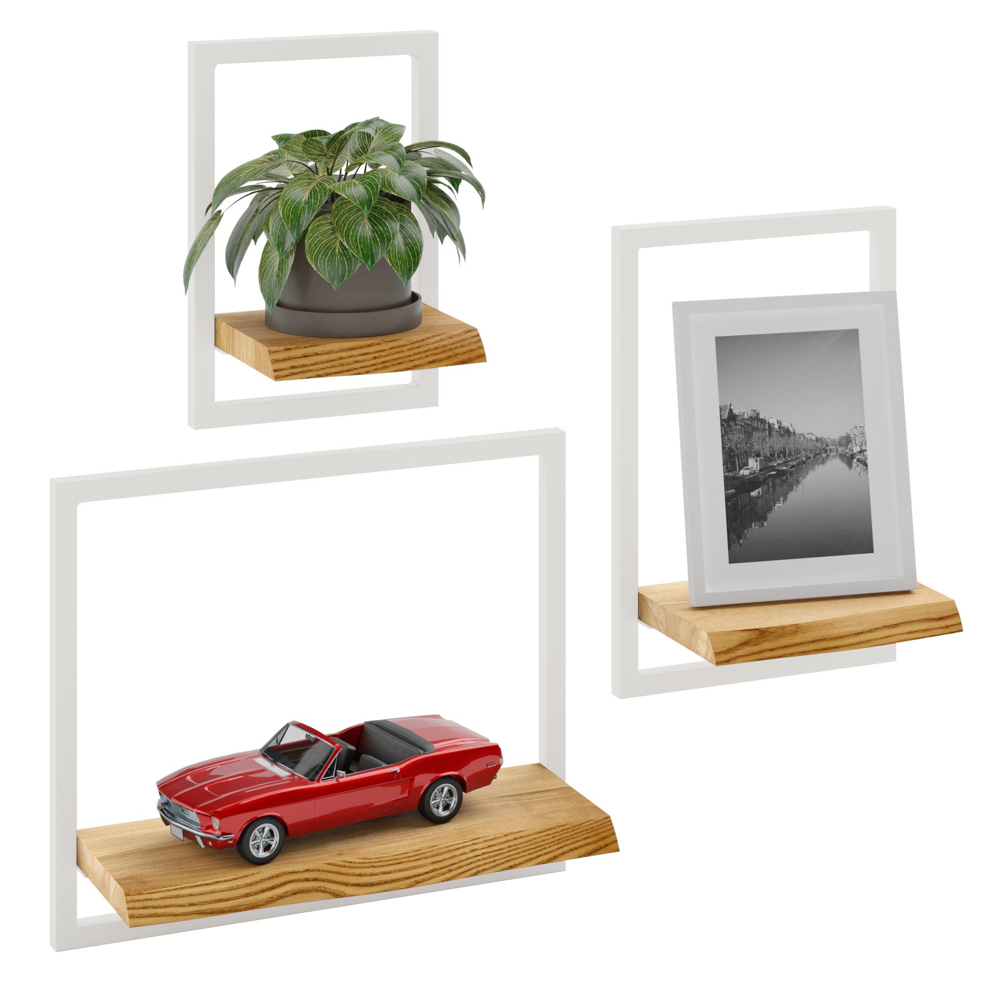 LAMO Manufaktur Wandregal Holz Set 3 günstig online kaufen
