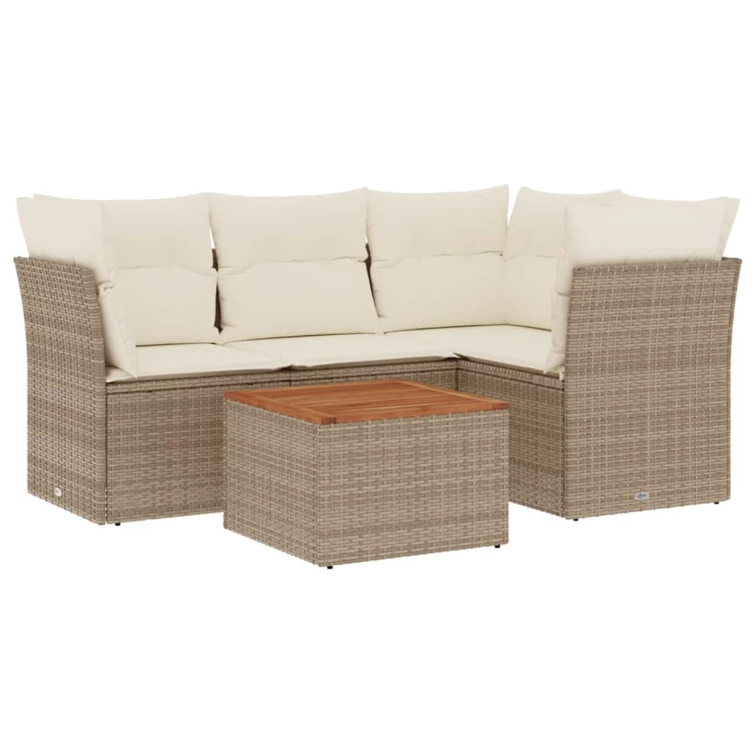 vidaXL 5-Tlg Garten-Sofagarnitur mit Kissen Beige Poly Rattan 3255953 günstig online kaufen