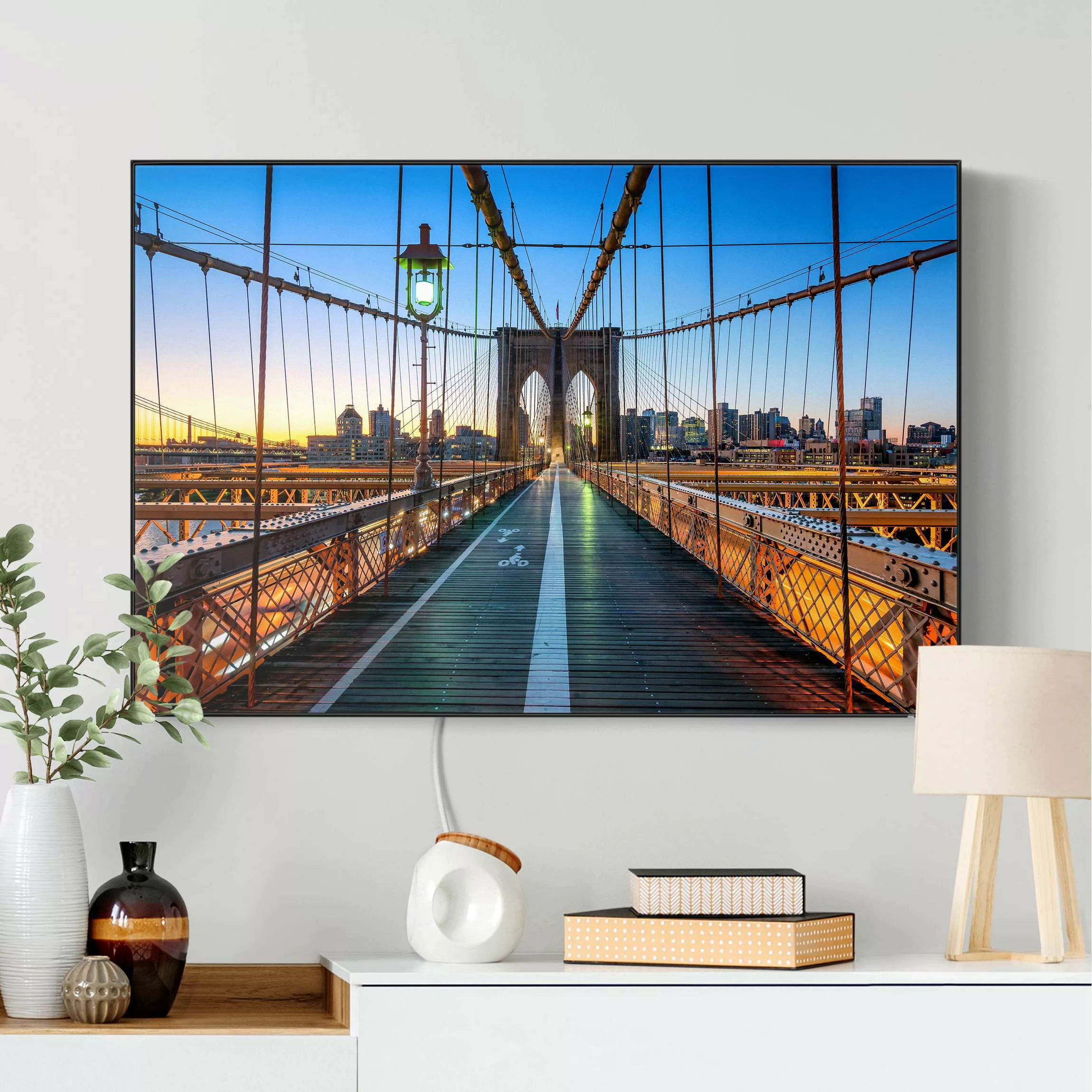 LED-Wechselbild Morgenblick von der Brooklyn Bridge günstig online kaufen