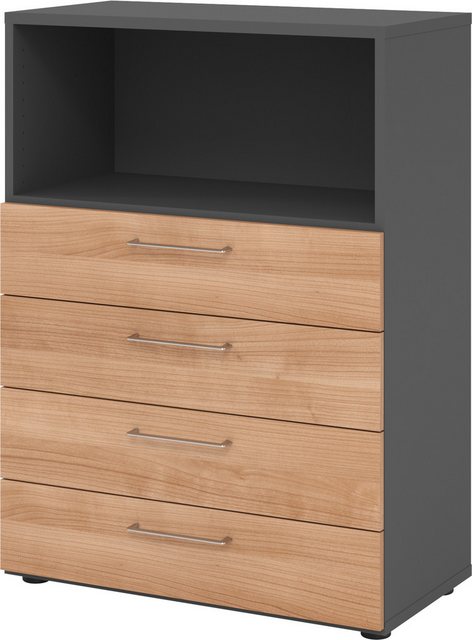 bümö Aktenschrank smart Schubladen Kombi - 4 Schübe Dekor: Graphit/Nussbaum günstig online kaufen