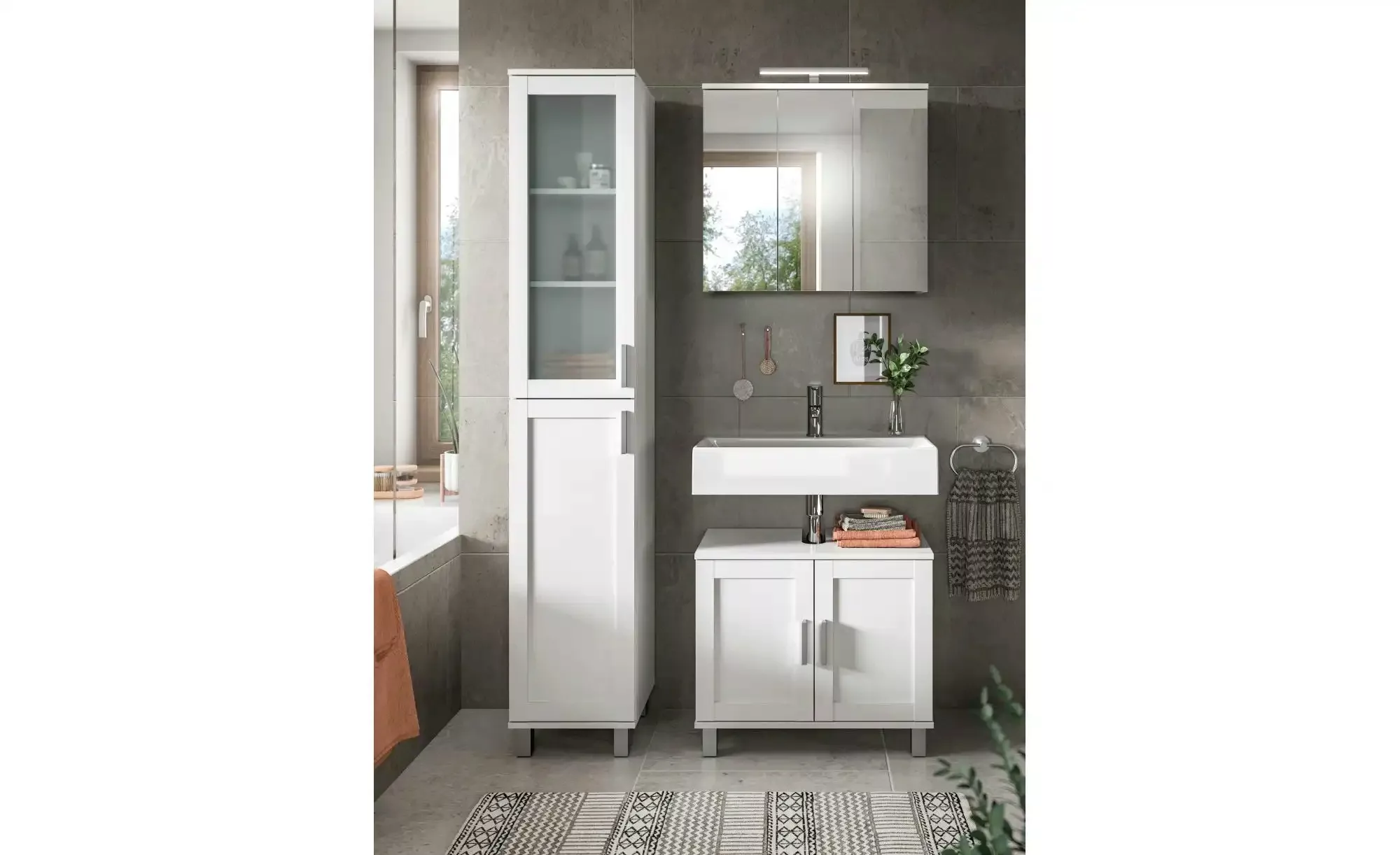 xonox.home Badezimmerspiegelschrank in Weiß - 65x60x20cm (BxHxT) günstig online kaufen