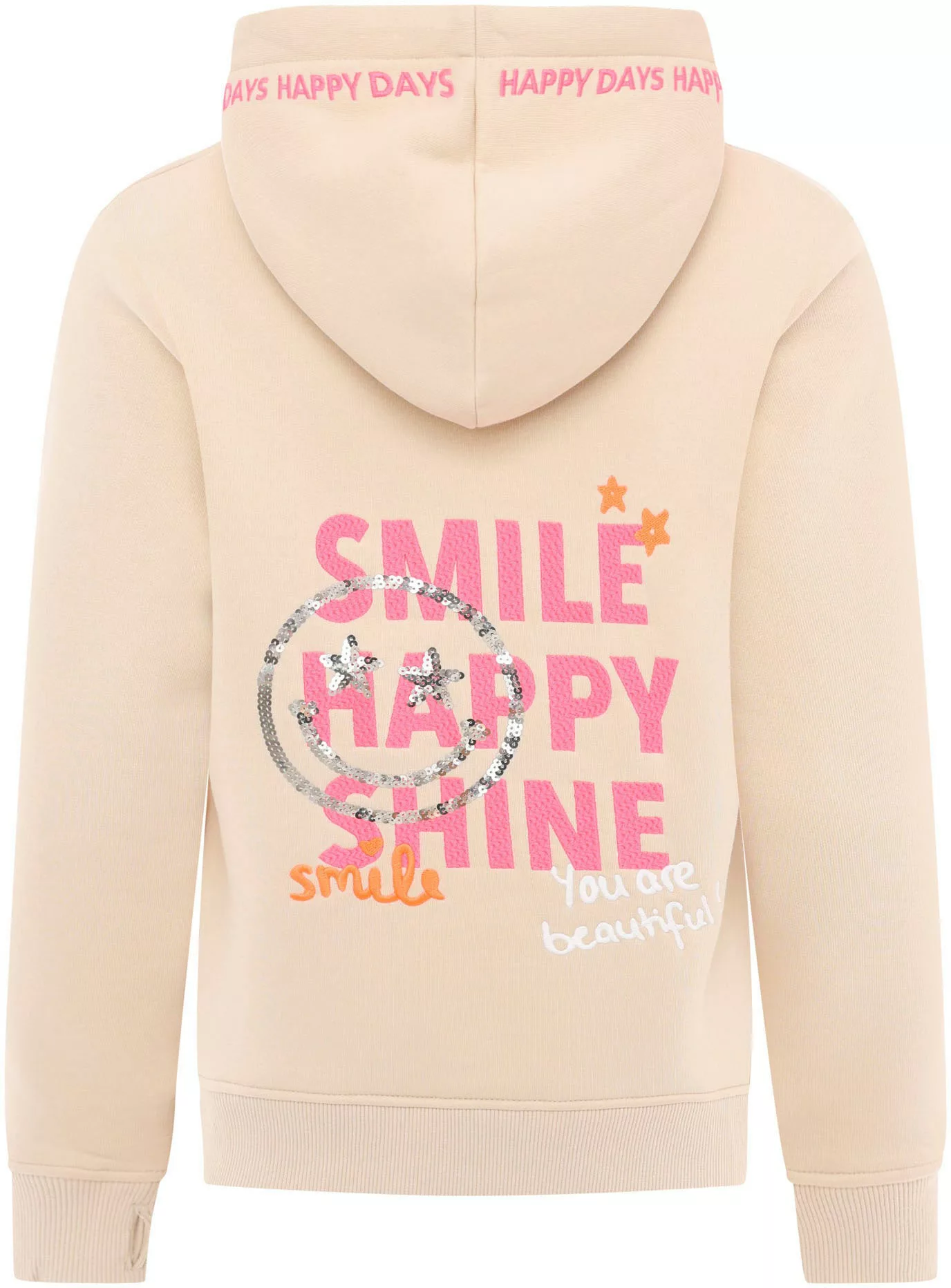 Zwillingsherz Sweatshirt mit Kapuze, großer neonfarbener Backprint mit Pail günstig online kaufen