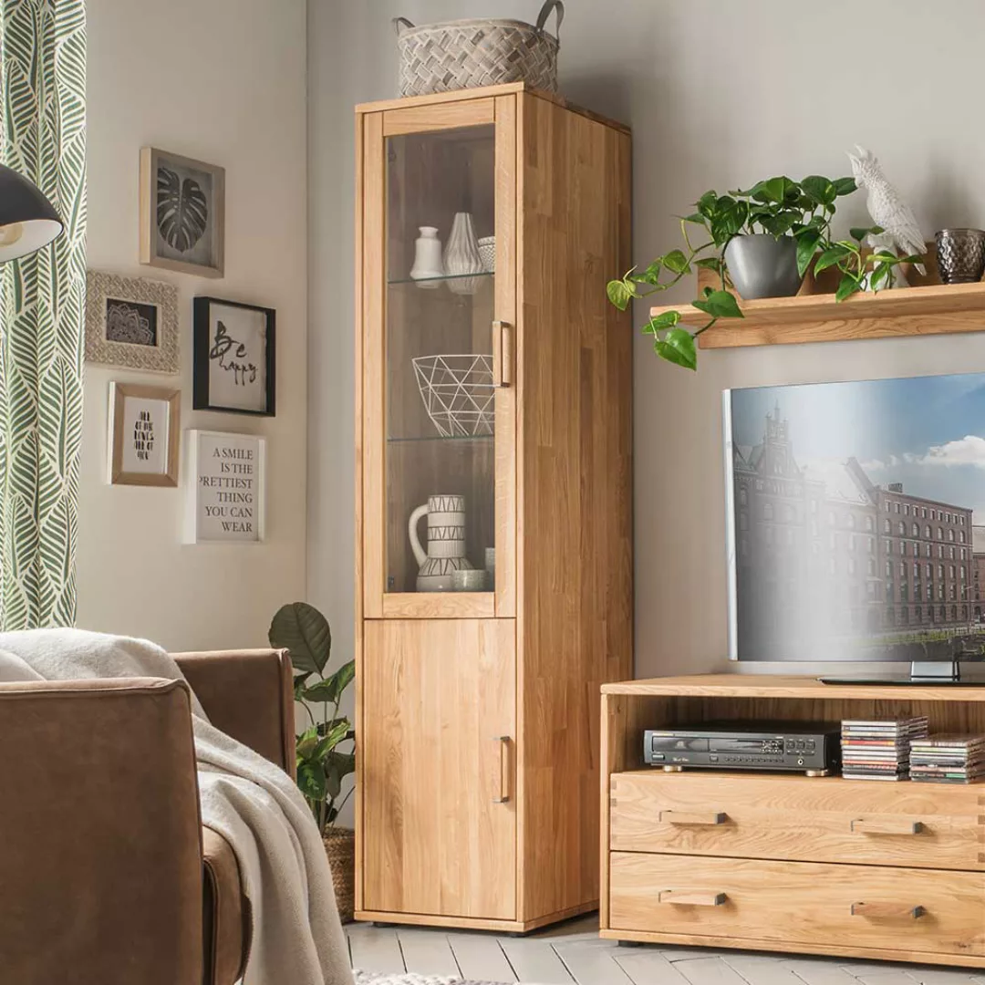 Wohnzimmervitrine aus Eiche Massivholz modern günstig online kaufen