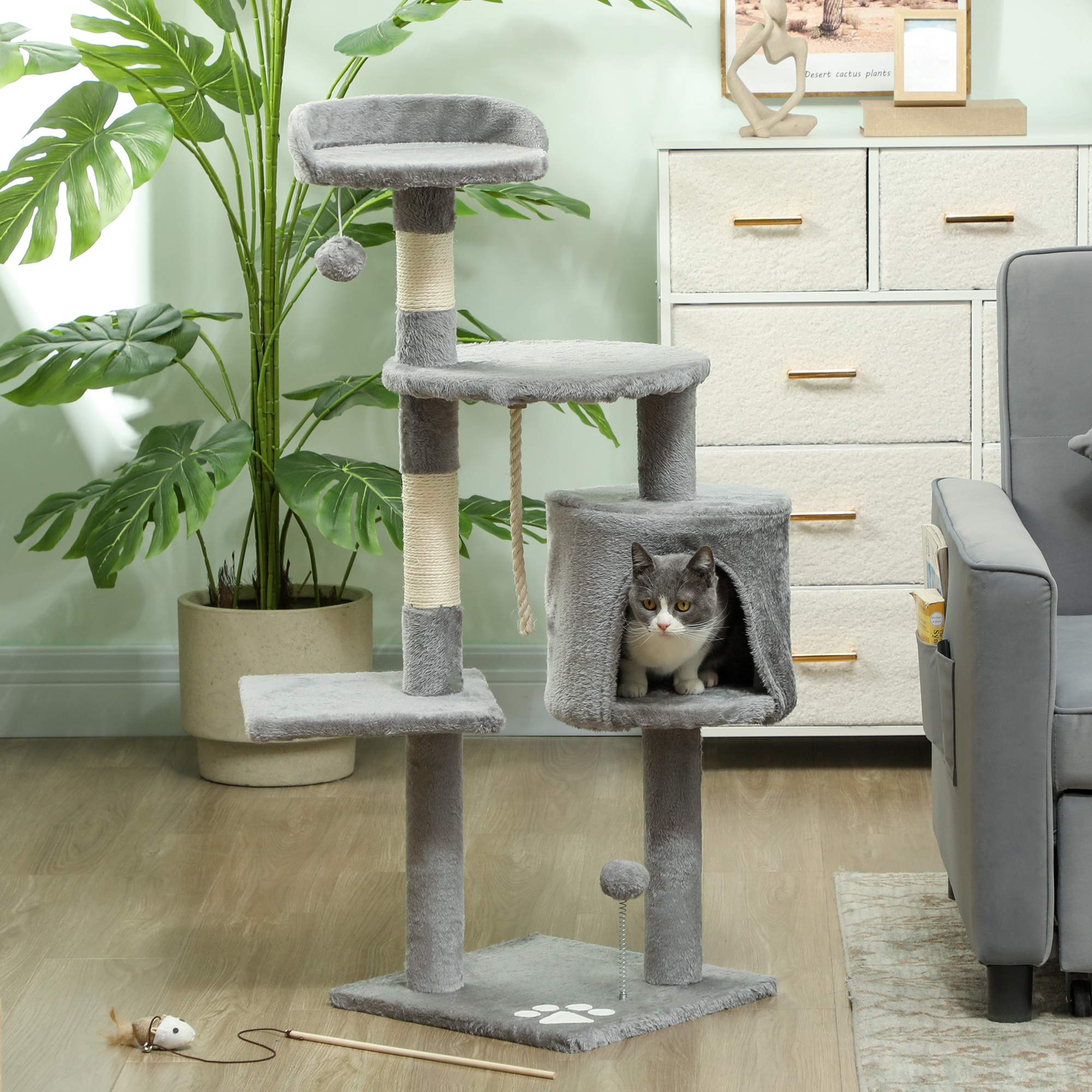 PawHut Katzenbaum multi-equipment Kratzbäume Kratzer Plattformen Höhle Seil günstig online kaufen