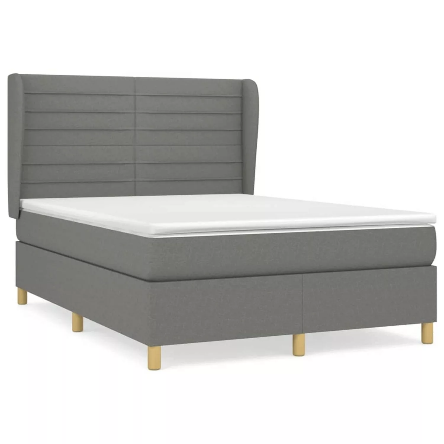 vidaXL Boxspringbett mit Matratze Dunkelgrau 140x190 cm Stoff1387564 günstig online kaufen