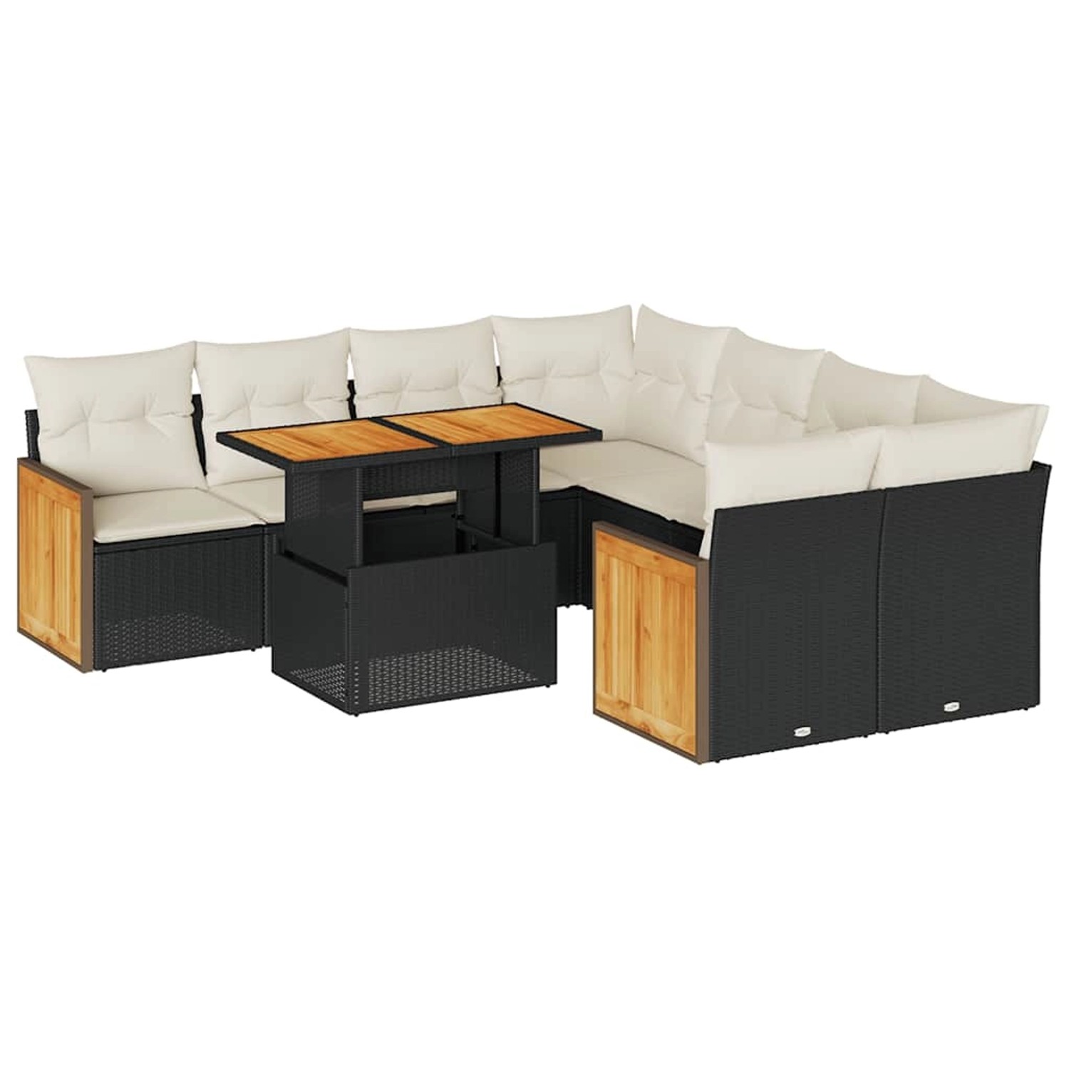 vidaXL 9-Tlg Garten-Sofagarnitur mit Kissen Schwarz Poly Rattan 3327689 günstig online kaufen