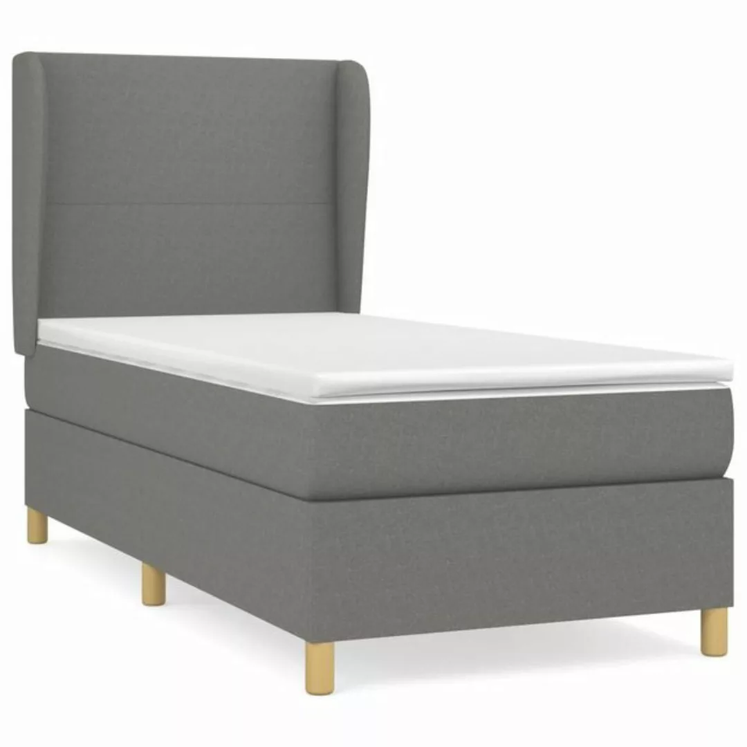 vidaXL Bettgestell Boxspringbett mit Matratze Dunkelgrau 80x200 cm Stoff Be günstig online kaufen