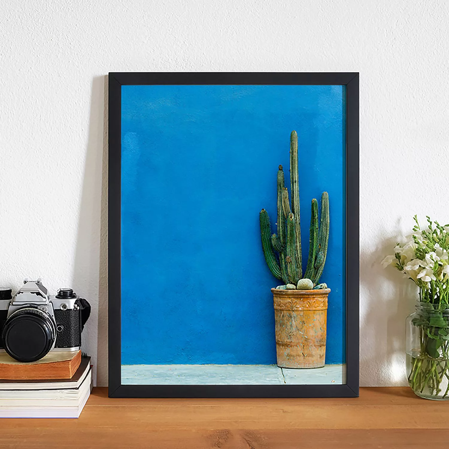 home24 Bild Blue Wall with Cactus günstig online kaufen