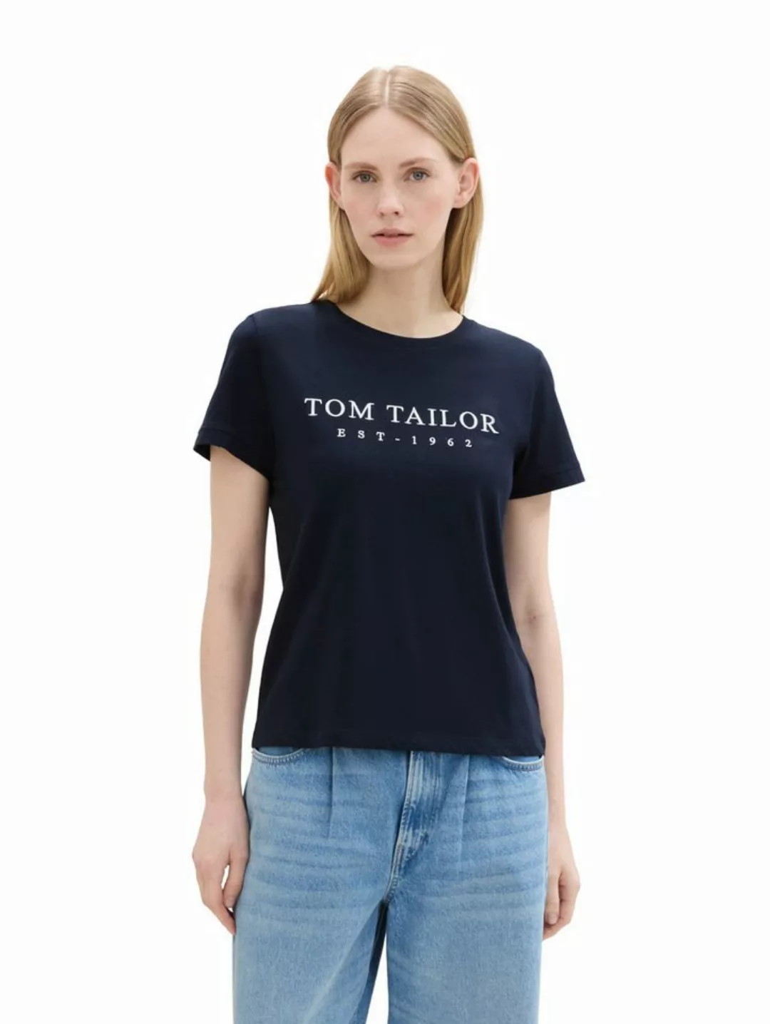 TOM TAILOR Print-Shirt mit Logo Stickerei günstig online kaufen