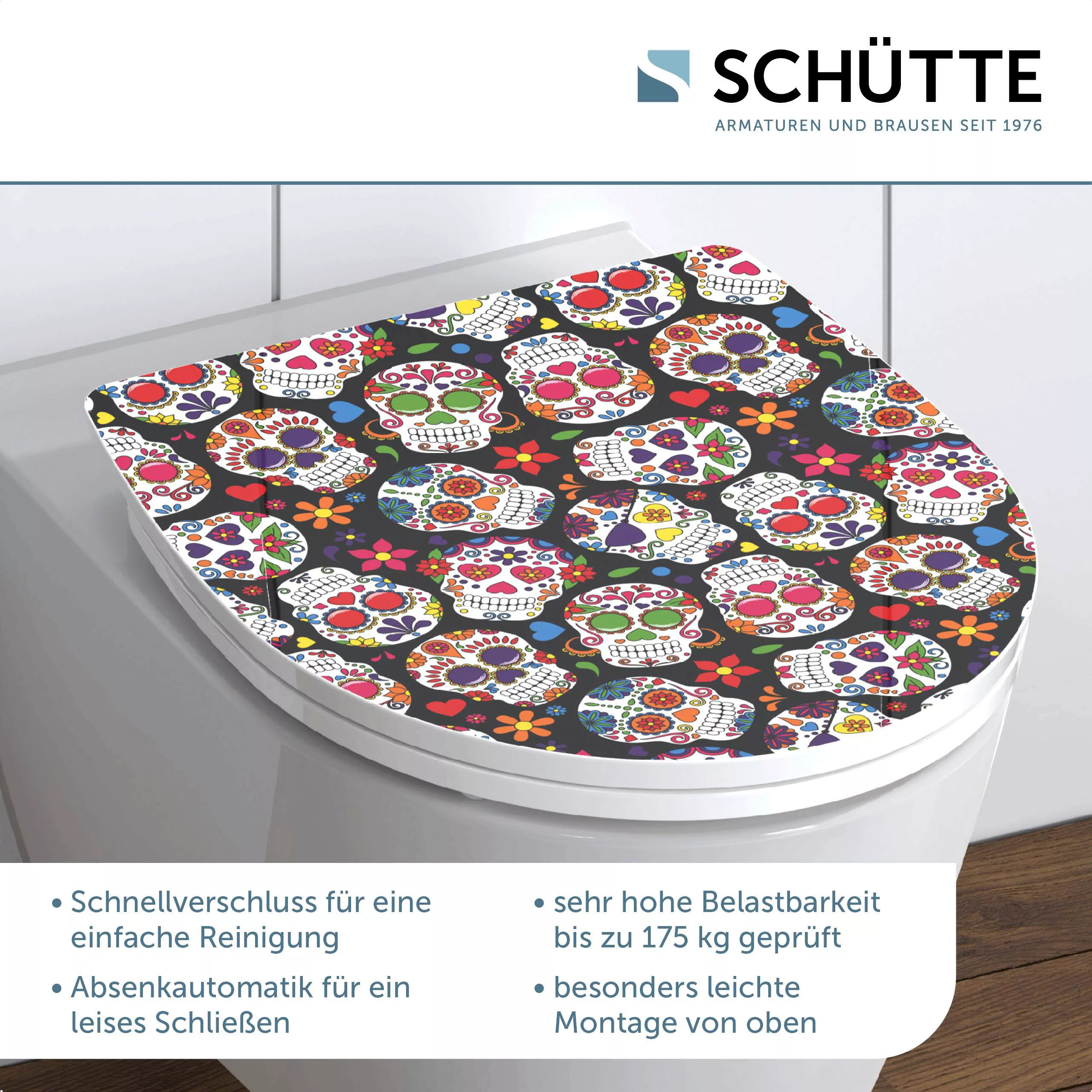 Schütte WC-Sitz "Crazy Skull", Duroplast,mit Absenkautomatik und Schnellver günstig online kaufen