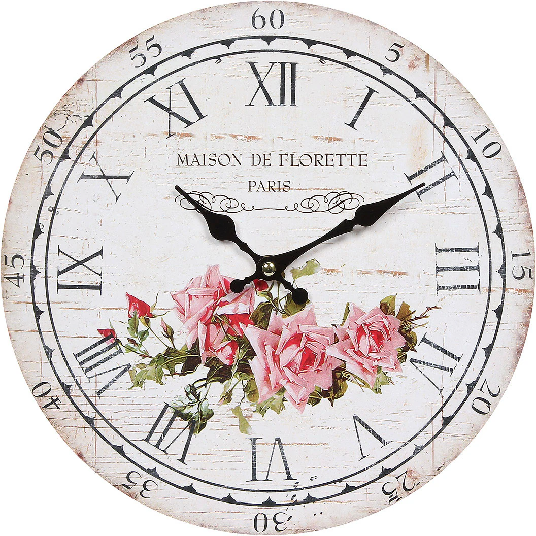 Ambiente Haus Wanduhr "Wanduhr - Rose 28cm" günstig online kaufen