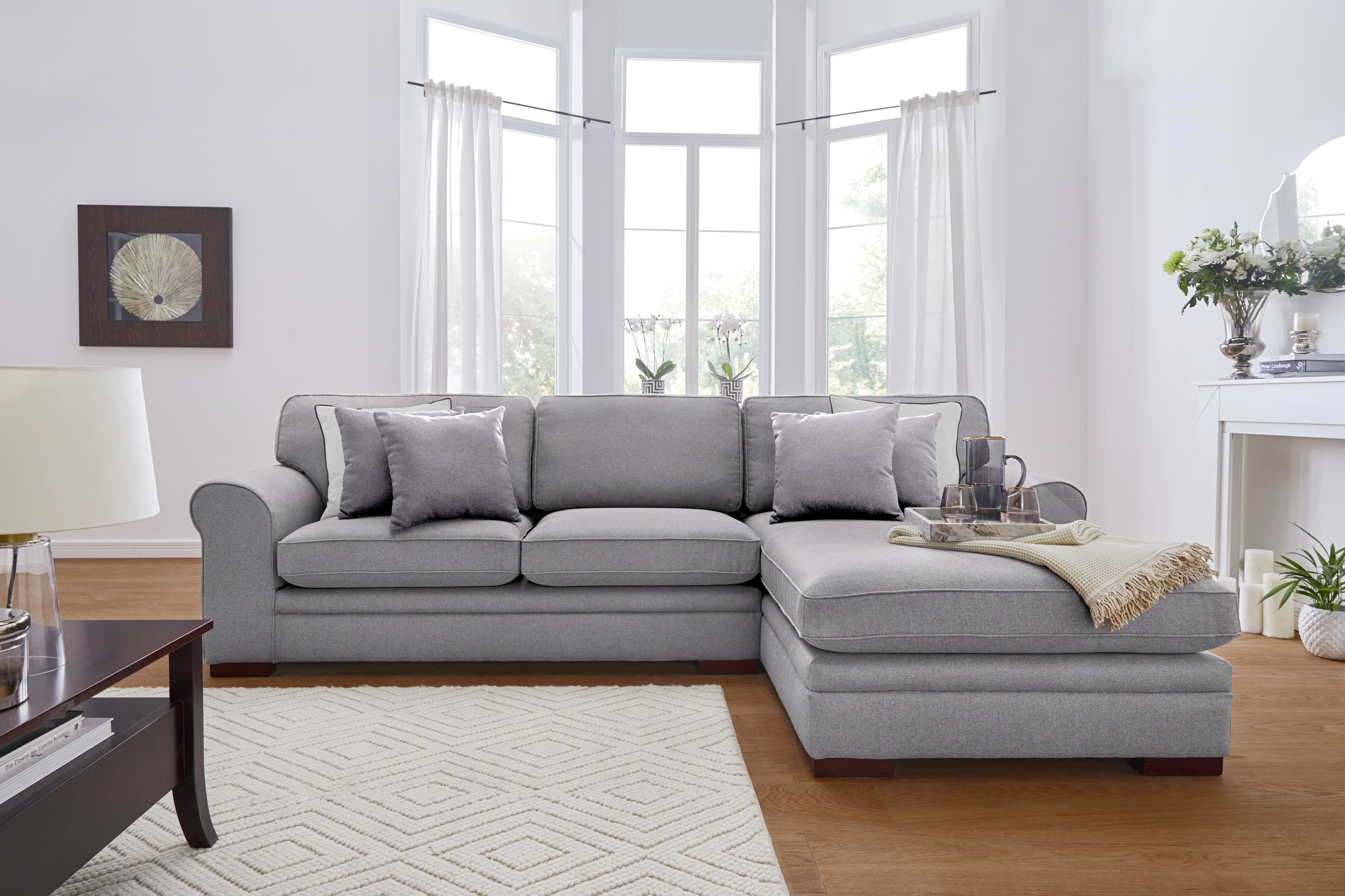 Home affaire Ecksofa "Broughton L-Form", weicher Sitzkomfort, incl. 4 Zierk günstig online kaufen