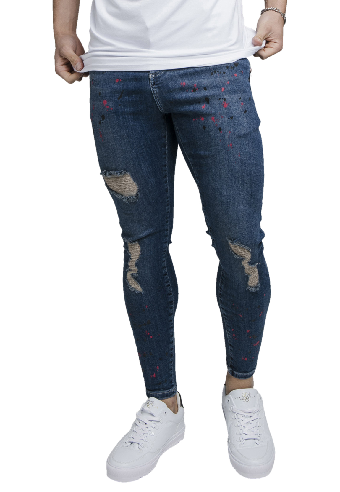 SikSilk Herren Jeans SKINNY DISTRESSED RIOT FLIGHT DENIMS SS-19657 Midstone günstig online kaufen