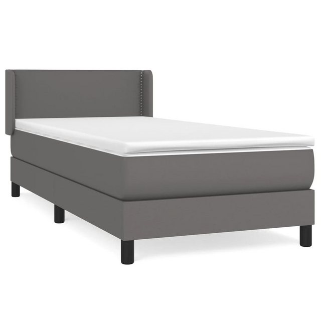 vidaXL Boxspringbett, Boxbett mit Matratze Grau 90x200 cm Kunstleder günstig online kaufen