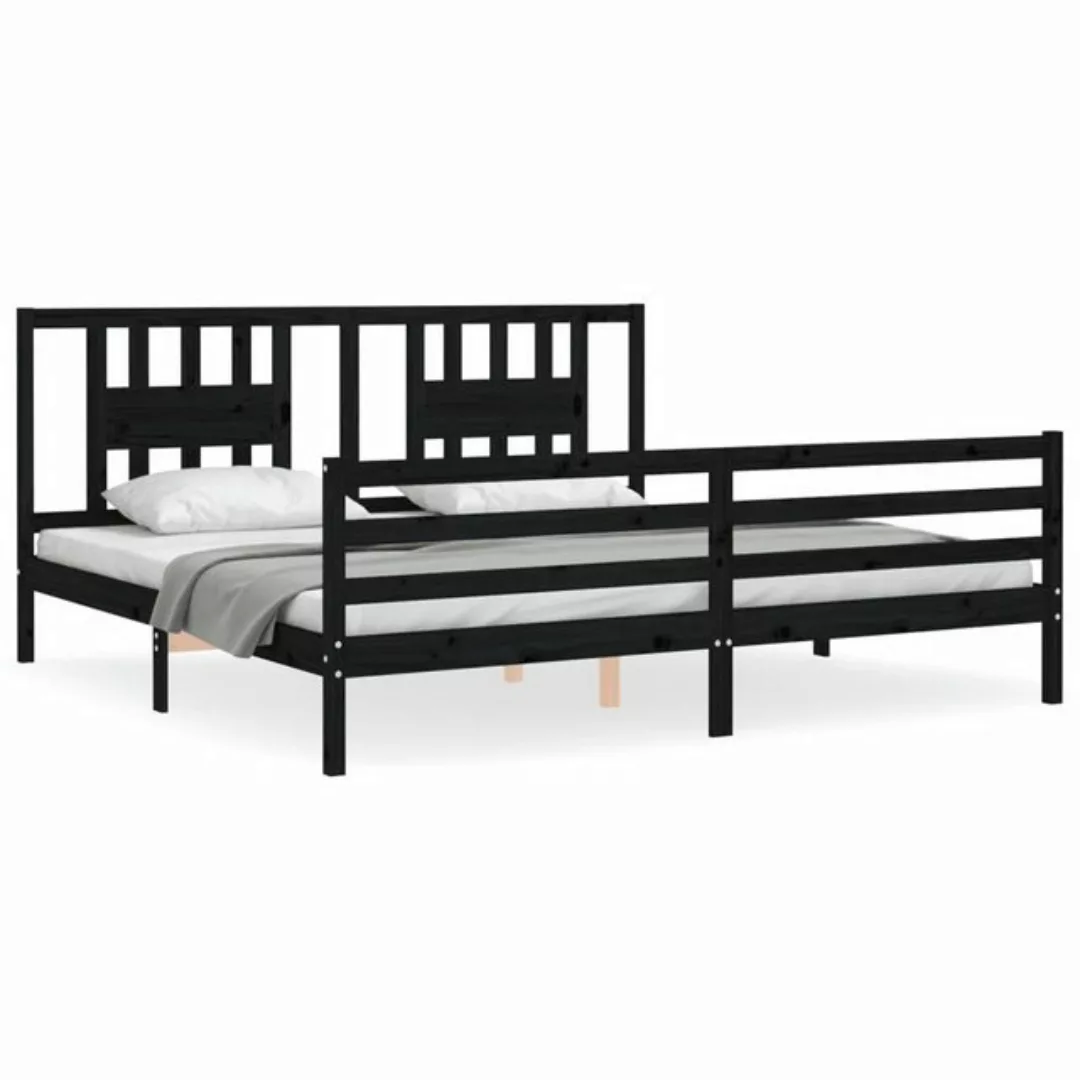 furnicato Bett Massivholzbett mit Kopfteil Schwarz 200x200 cm günstig online kaufen