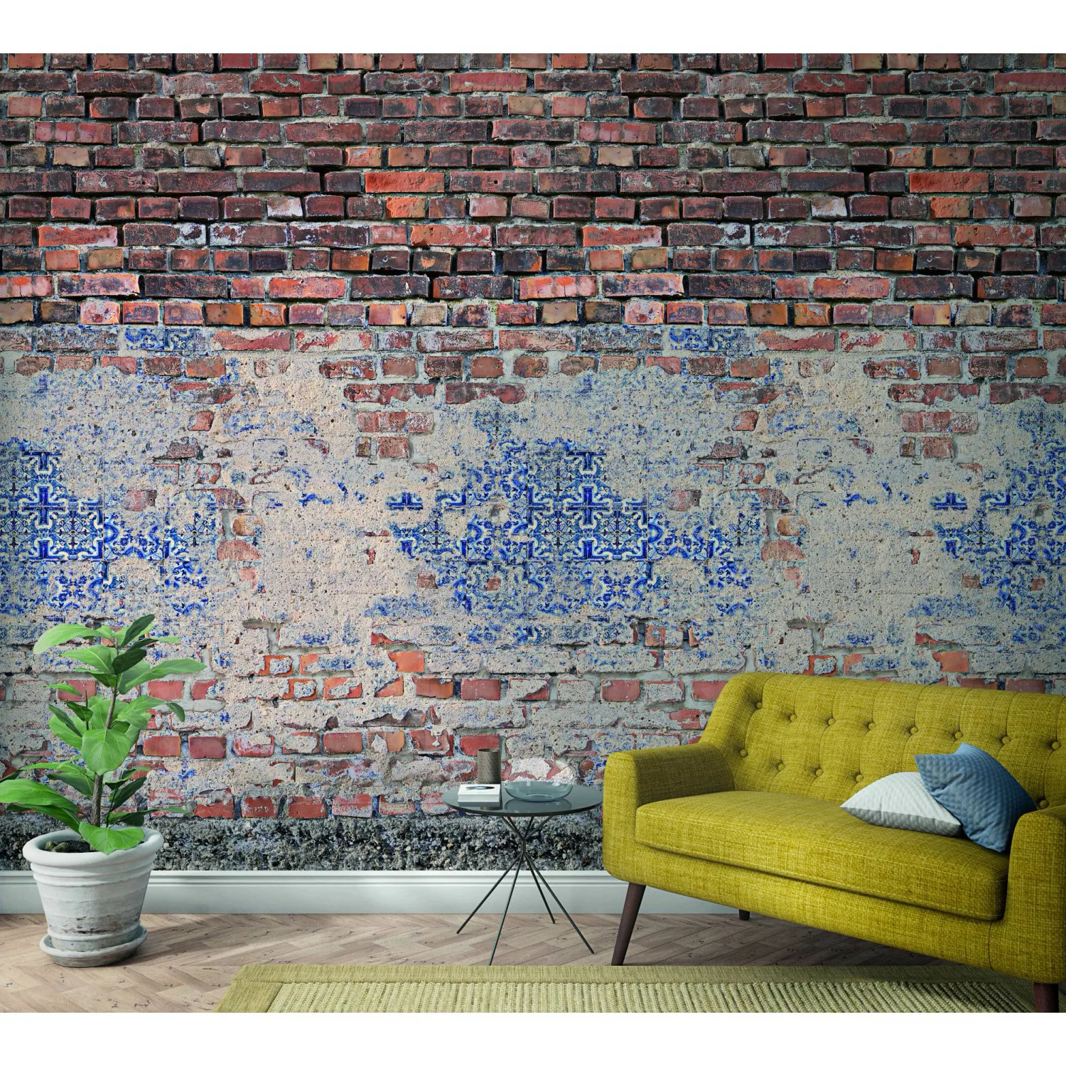 Marburg Vliestapete Ornamental Industrial Beige-Blau 270 cm x 159 cm FSC® günstig online kaufen