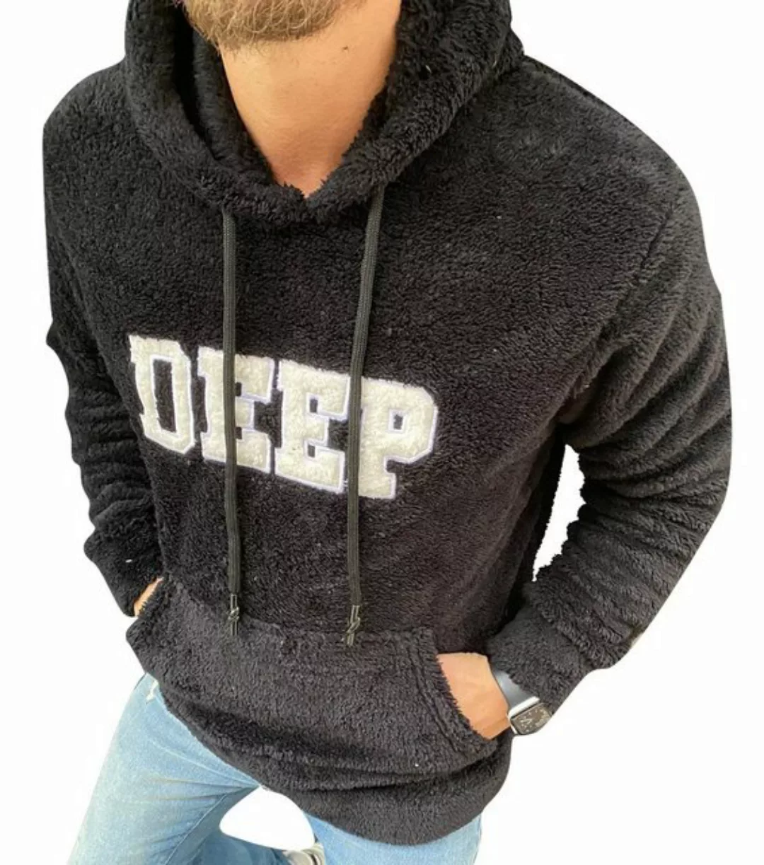 Megaman Jeans Kapuzenpullover Herren Teddyfell Hoodie Kapuzenpullover Fleec günstig online kaufen