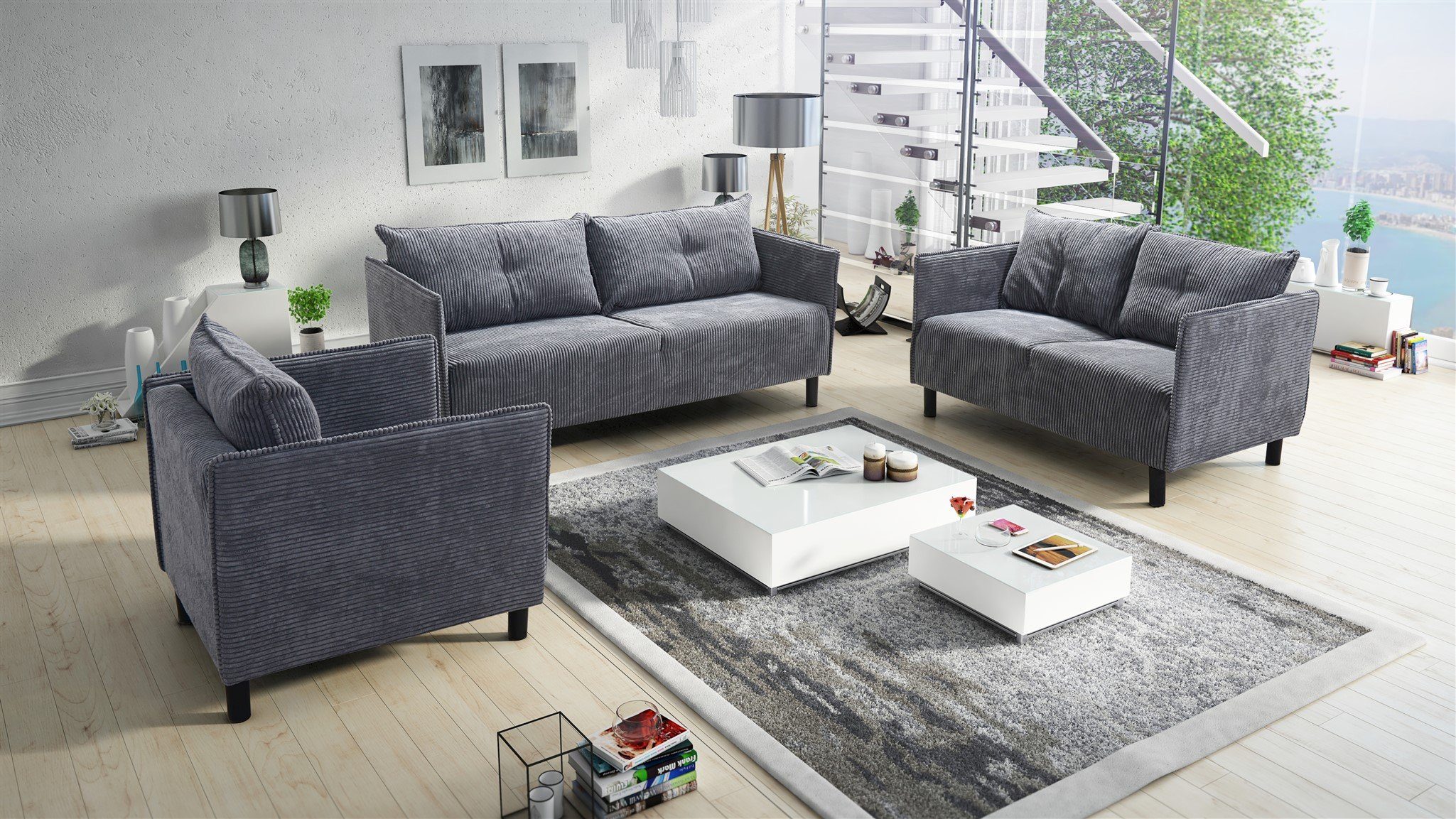 Fun Möbel Polstergarnitur Sofaset Designersofa DECLAN günstig online kaufen