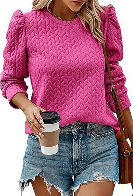 CHENIN Langarmhemd Damen Herbst Winter Rundhalsausschnitt Bubble Long Sleev günstig online kaufen