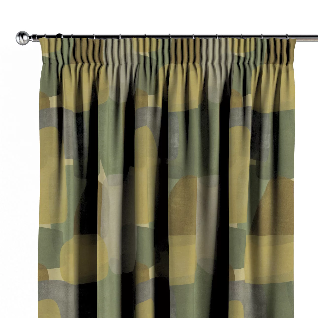 Vorhang mit Kräuselband, grün-braun, Vintage 70's (143-72) günstig online kaufen