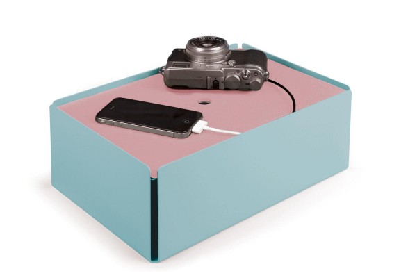 Kabelbox CHARGE-BOX pastelltürkis Leder rose günstig online kaufen