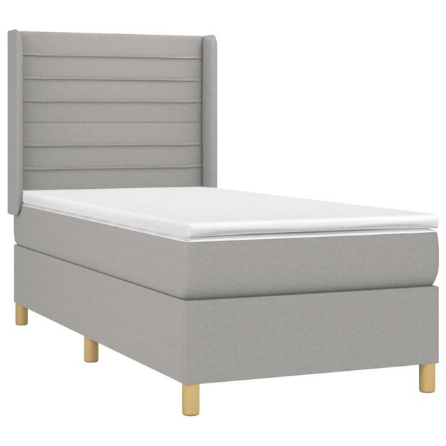 vidaXL Boxspringbett Boxspringbett mit Matratze Hellgrau 90x190 cm Stoff Be günstig online kaufen