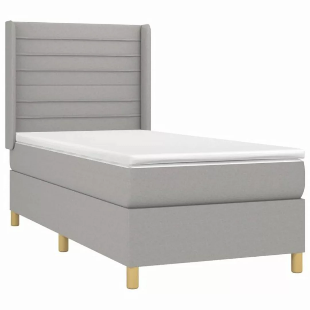 vidaXL Bett Boxspringbett mit Matratze Hellgrau 80x200 cm Stoff günstig online kaufen