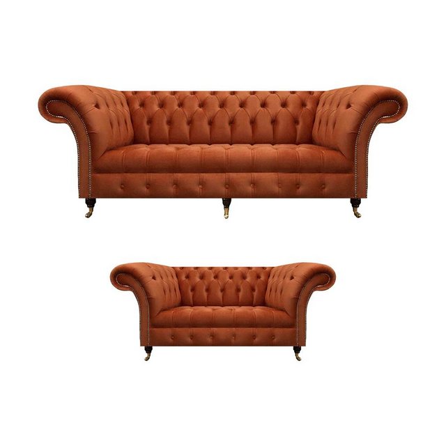 JVmoebel Sofa Chesterfield Braune Sofagarnitur Edle Polstercouchen Designer günstig online kaufen