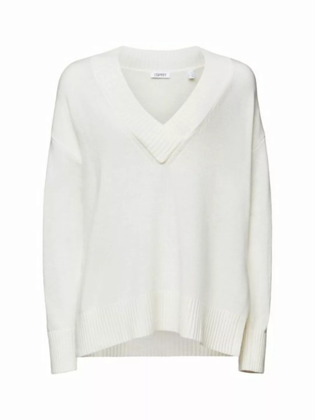 Esprit V-Ausschnitt-Pullover Pullover mit V-Ausschnitt aus Wolle-Kaschmir-M günstig online kaufen