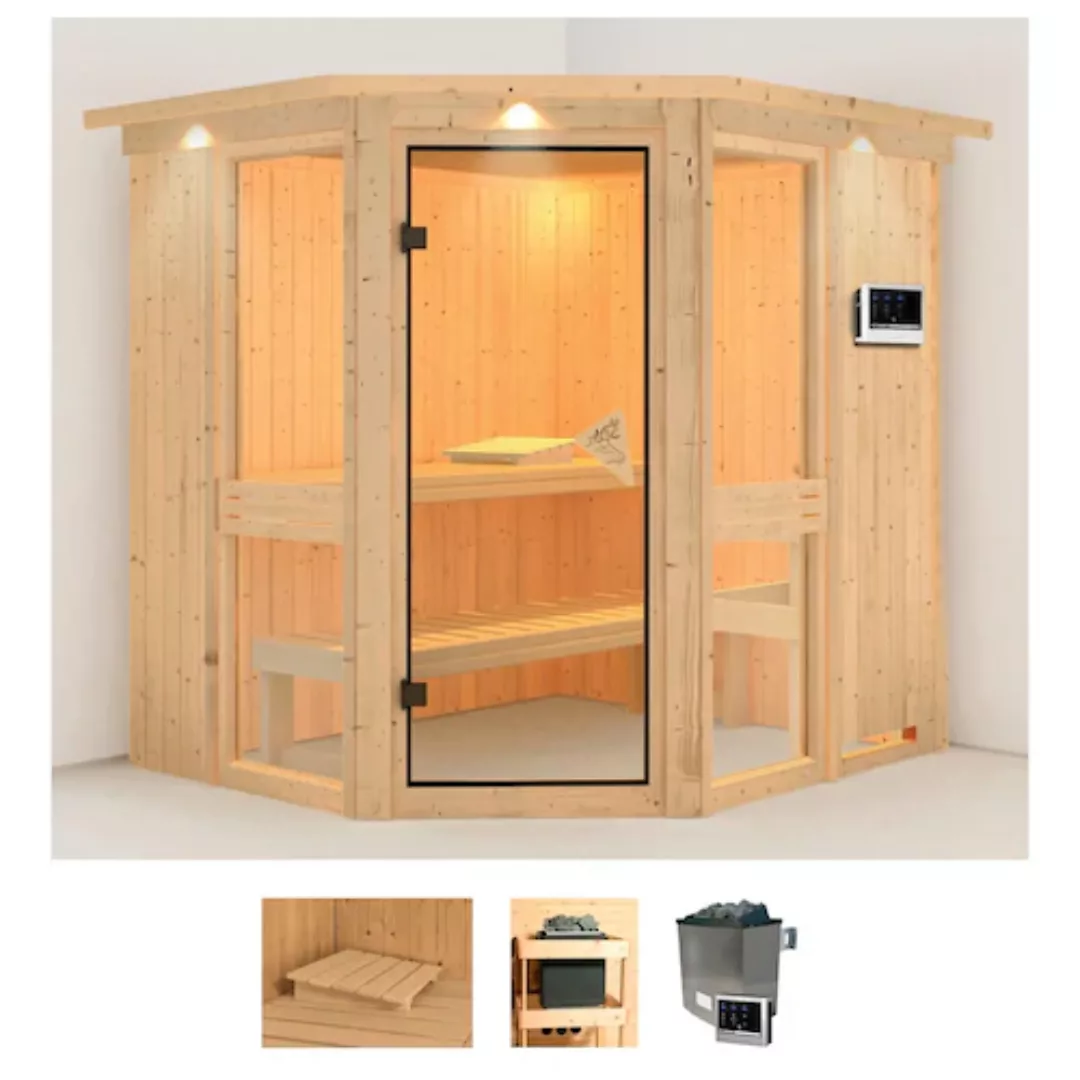 Karibu Sauna »Aline 1«, (Set), 9-kW-Ofen mit externer Steuerung günstig online kaufen