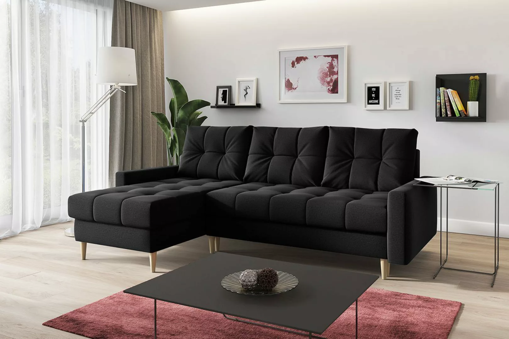 MKS MÖBEL Ecksofa Scandi, mit Schlaffunktion, Polstersofa mit Bettkasten günstig online kaufen