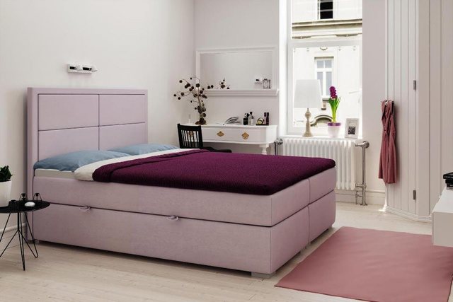 JVmoebel Bett Boxspring Bett Hotel Doppel Komplett Matratze Topper Betten K günstig online kaufen