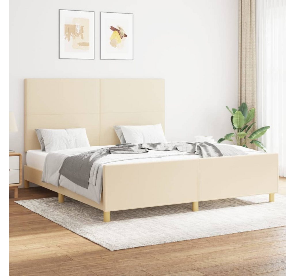 vidaXL Bettgestell Bettrahmen mit Kopfteil Creme 180x200 cm Stoff Bett Bett günstig online kaufen