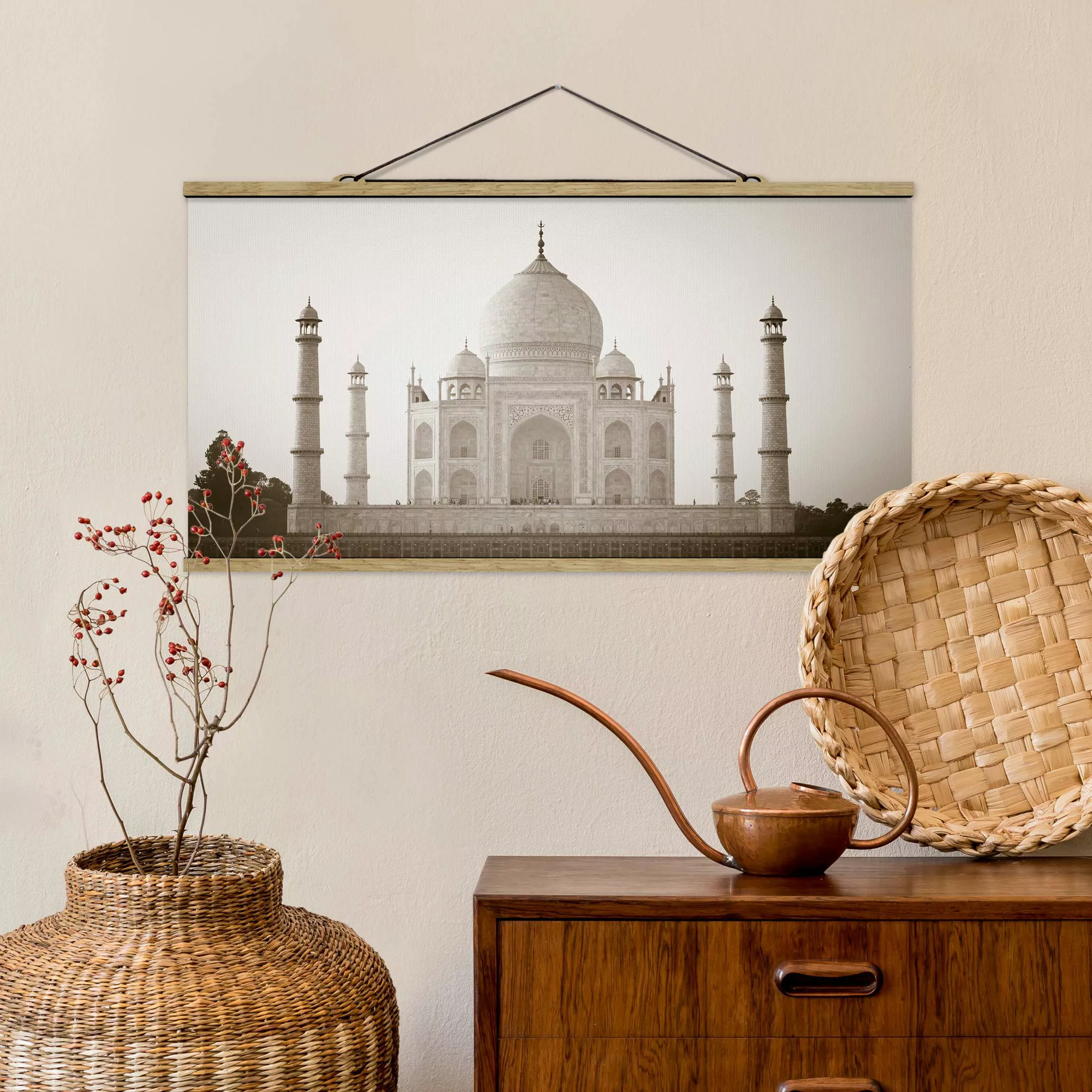 Stoffbild Architektur mit Posterleisten - Querformat Taj Mahal günstig online kaufen