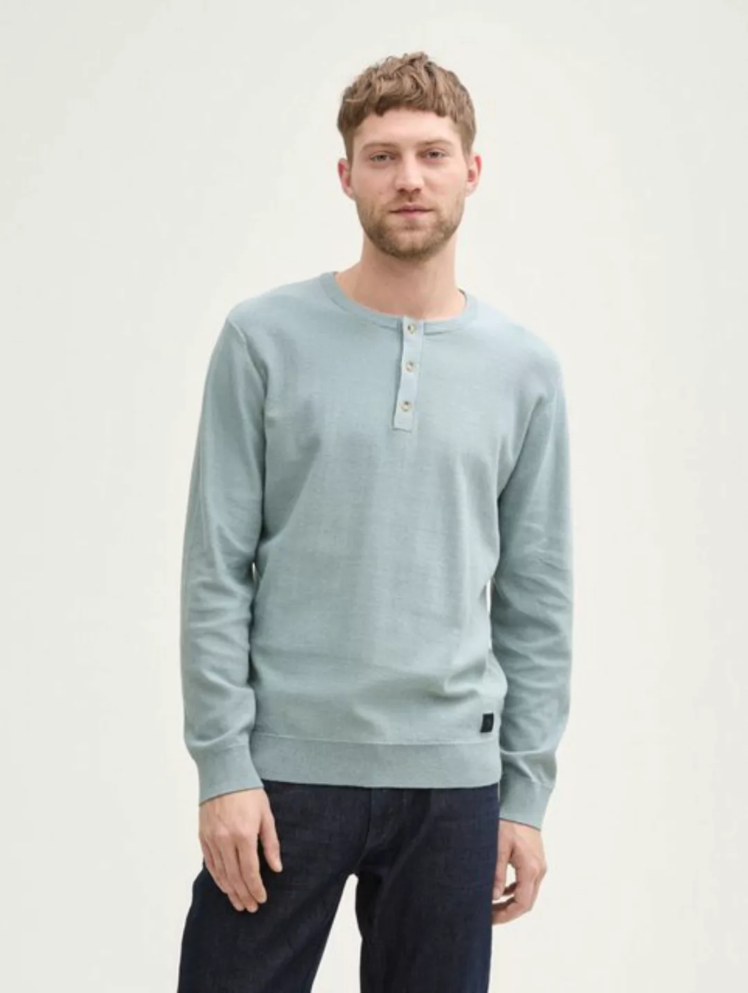 TOM TAILOR Strickpullover Henley Strickpullover aus Baumwolle günstig online kaufen