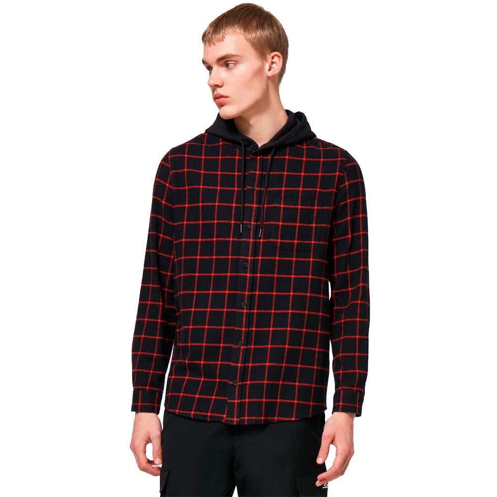 Oakley Apparel Button Down Kapuzen-langarmhemd XL Black / Red Check günstig online kaufen