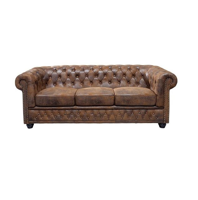 Xlmoebel Sofa Neue Chesterfield-Sitzgruppe mit Stoffbezug für drei Personen günstig online kaufen