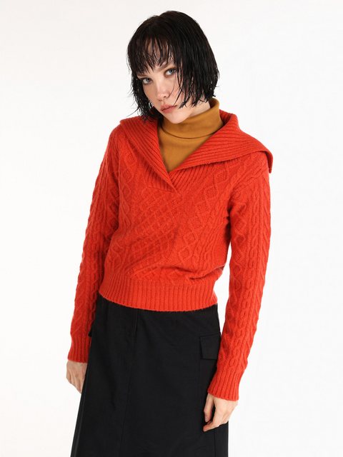 Colins Strickpullover Slim Fit Tufted Collar Claret Red Damenpullover Cl106 günstig online kaufen