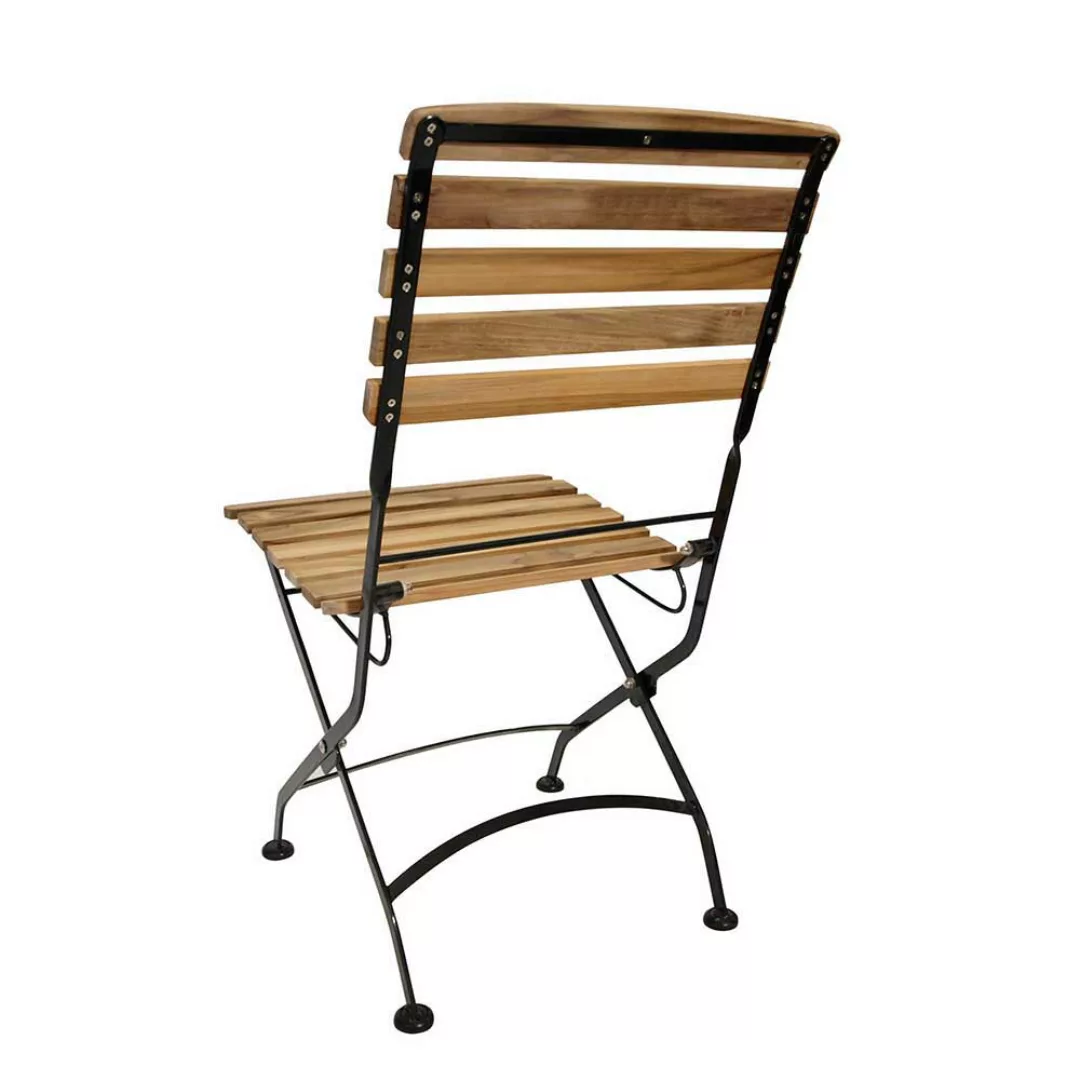 Gartenklappstühle aus Teak Massivholz und Stahl (2er Set) günstig online kaufen