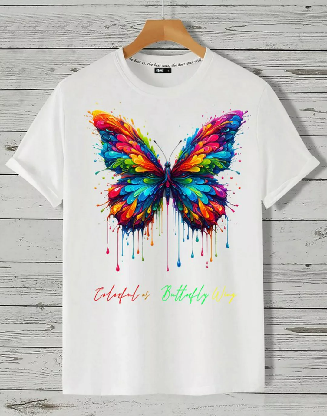 RMK T-Shirt Herren Shirt Basic Rundhals mit Butterfly Regenbogen Schmetterl günstig online kaufen