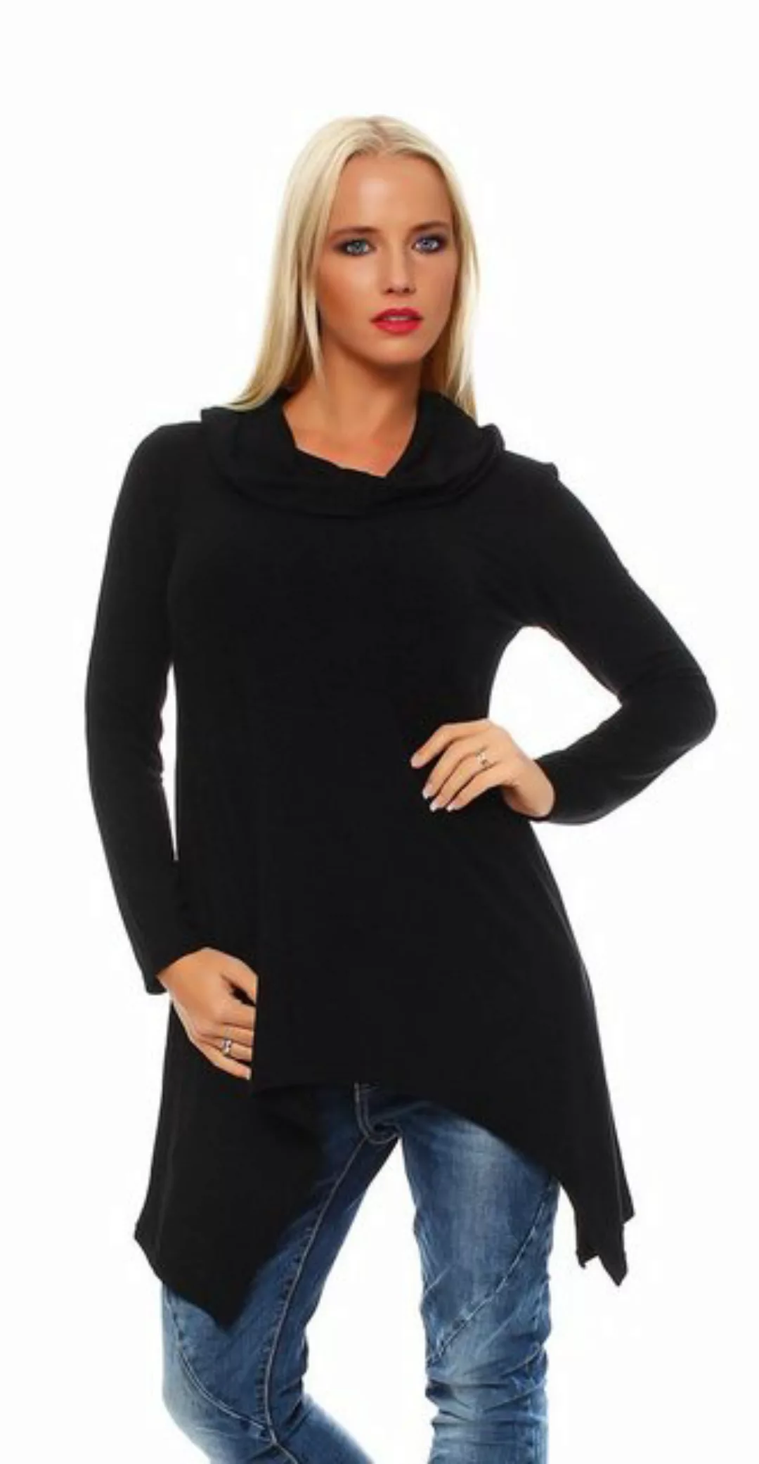 Mississhop Rollkragenpullover Tunika Langarmshirt mit Rollkragen assymetris günstig online kaufen