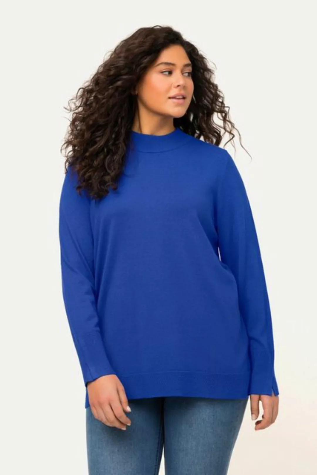 Ulla Popken Strickpullover Pullover Stehkragen Langarm Rippbündchen günstig online kaufen