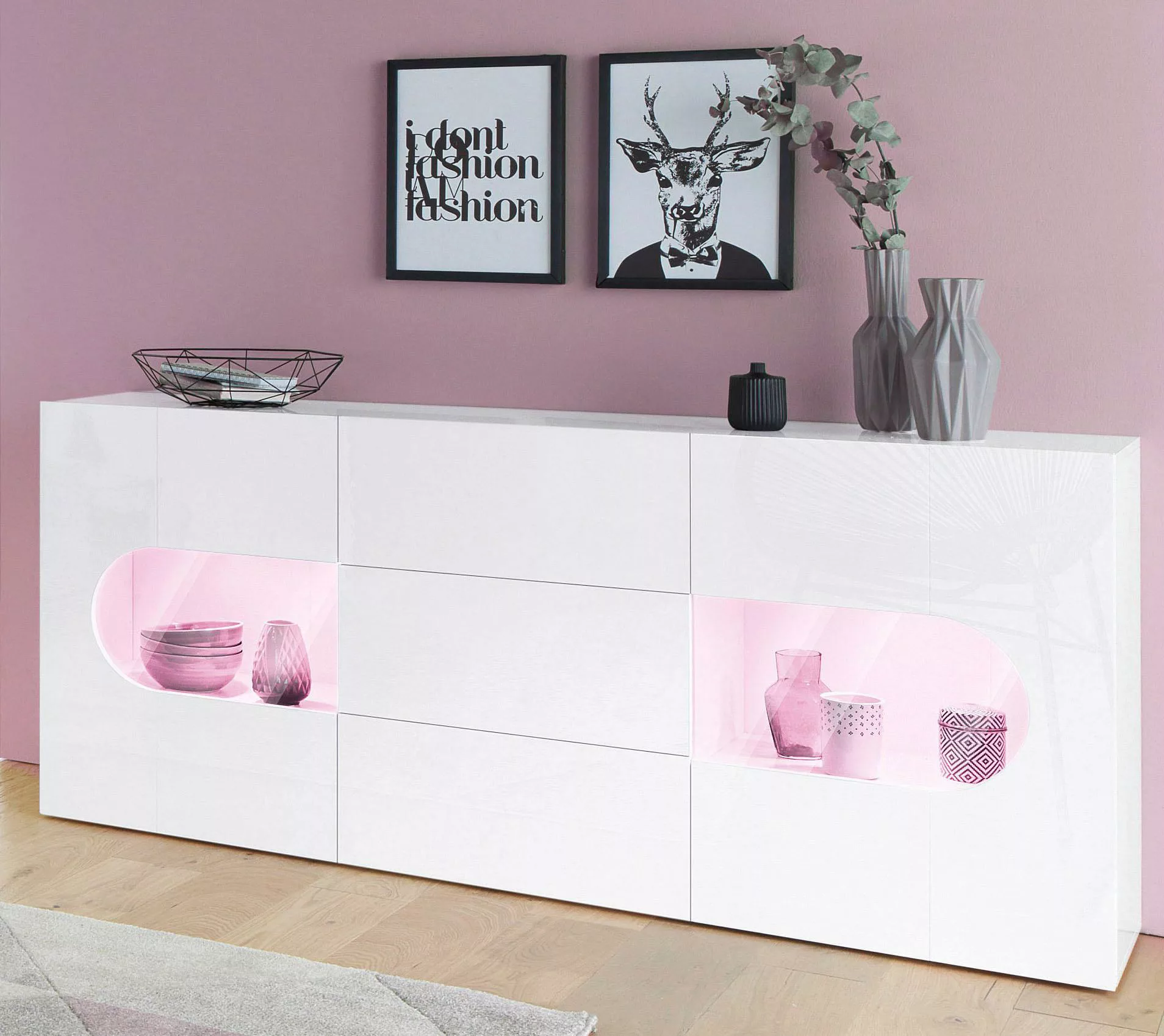 INOSIGN Sideboard "Real,Vitrine,Kommode,Schrank, komplett hochglanz lackier günstig online kaufen