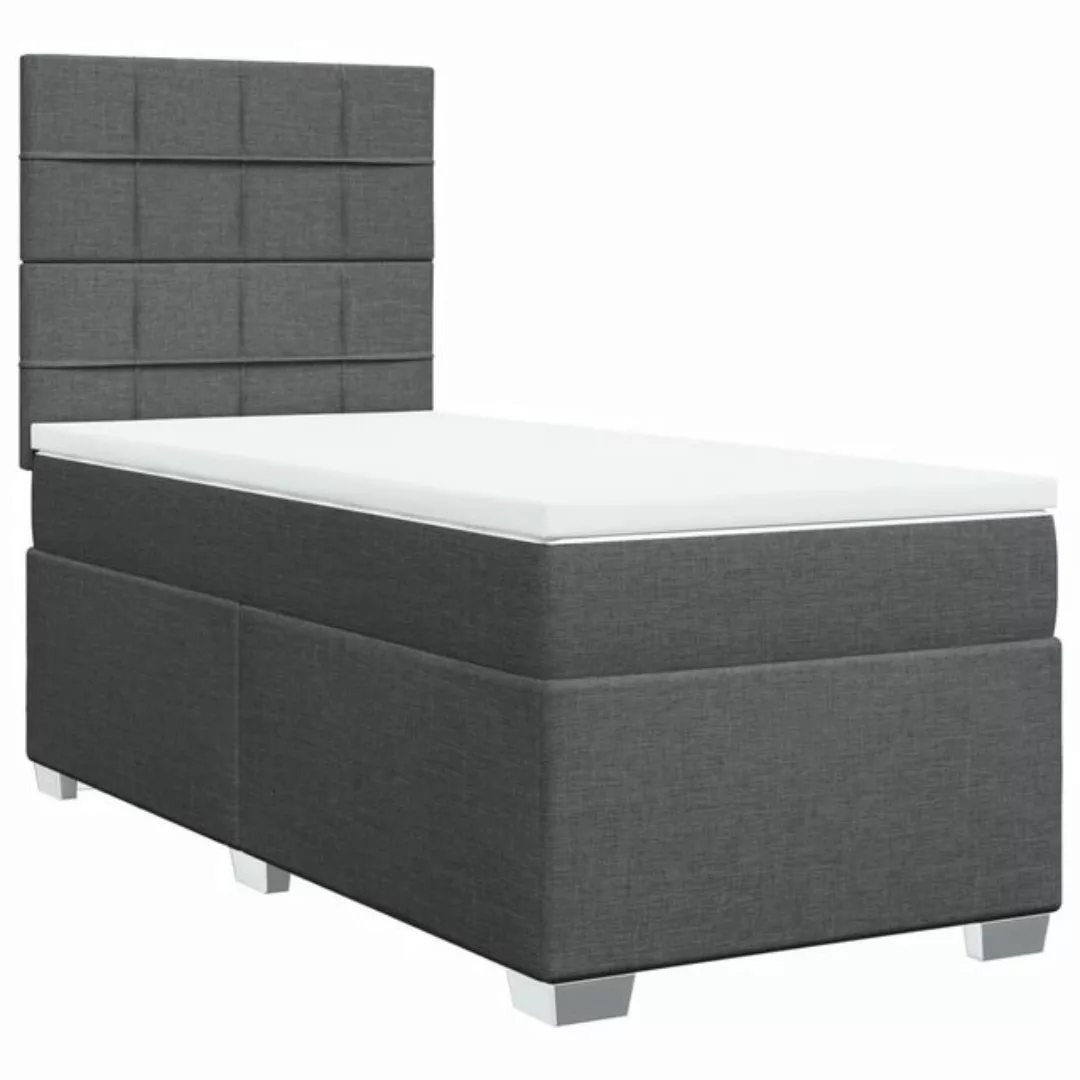 vidaXL Bett Boxspringbett mit Matratze Dunkelgrau 100x200 cm Stoff günstig online kaufen