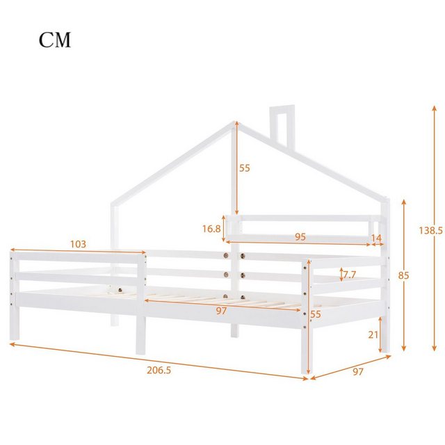 Celya Hausbett Kinderbett Ablageregal Kaminform 90x200CM günstig online kaufen