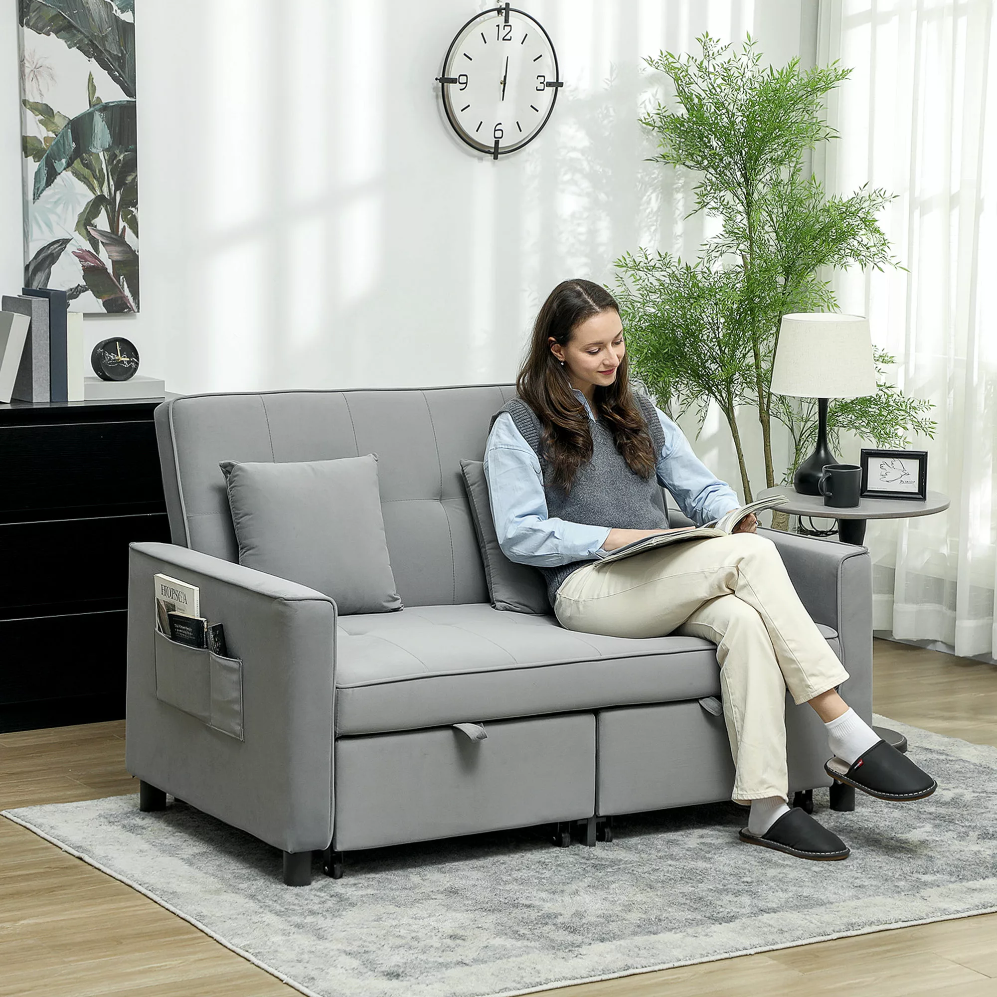 HOMCOM Schlafsofa, 2-Sitzer Sofa mit Schlaffunktion, Verstellbare Rückenleh günstig online kaufen