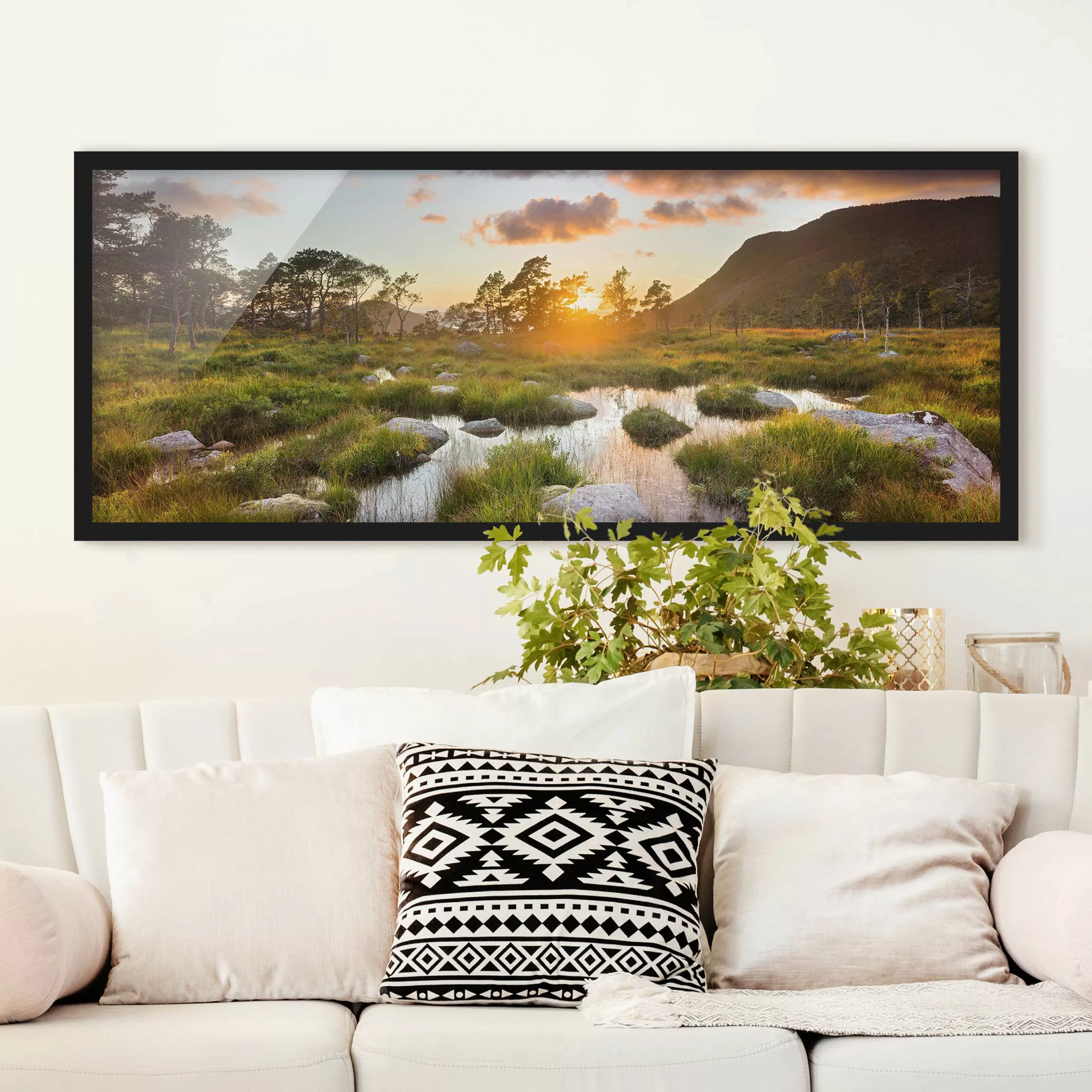 Bild mit Rahmen Natur & Landschaft - Panorama Tverrdalsbekken in Norwegen günstig online kaufen