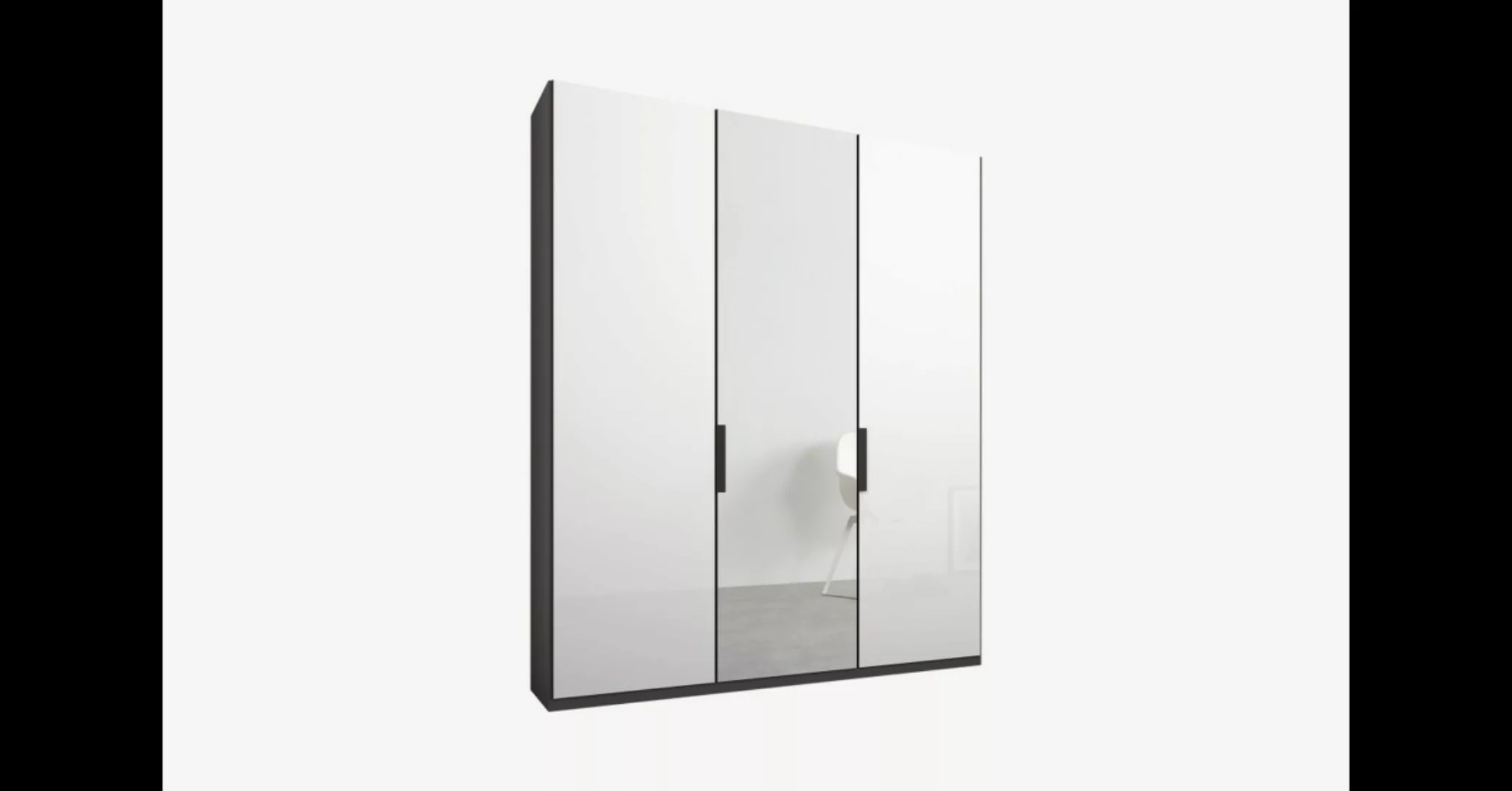 Caren Kleiderschrank mit 3 Tueren (150 cm), Standard in weissem Glas, Grafi günstig online kaufen
